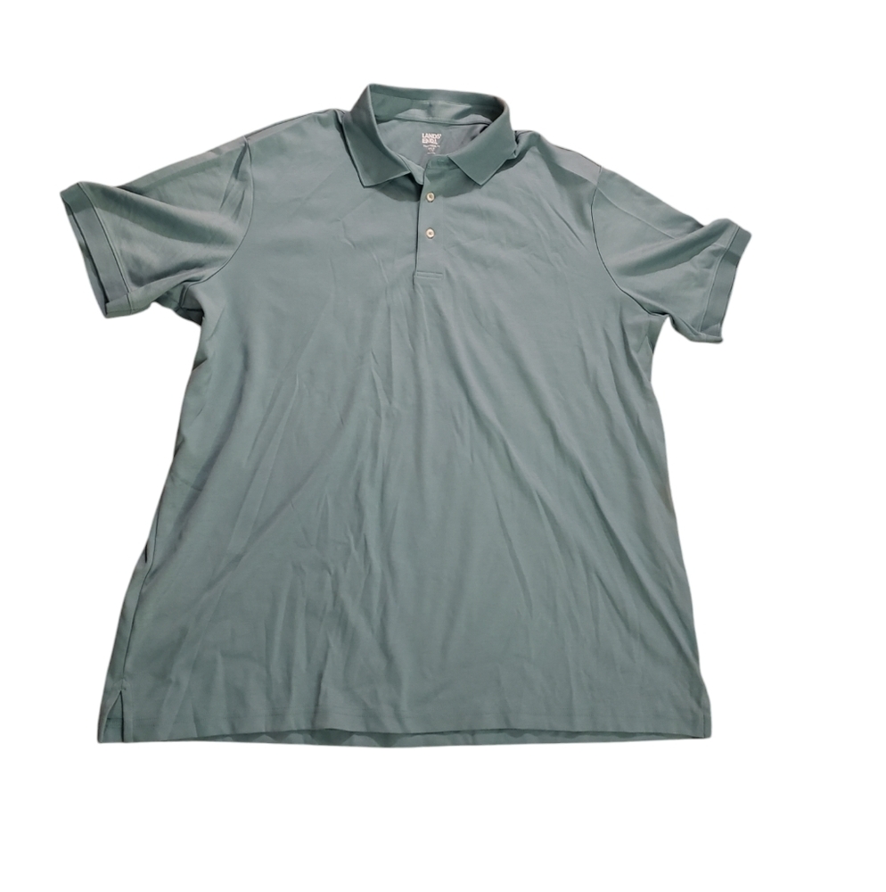 Lands' End 3XLT 54-56 Men's Polo Shirt Tourmaline Green Traditional Fit Cotton